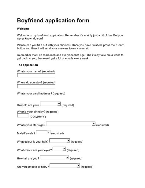 34 Official Boyfriend Application Forms [PDF, Word]